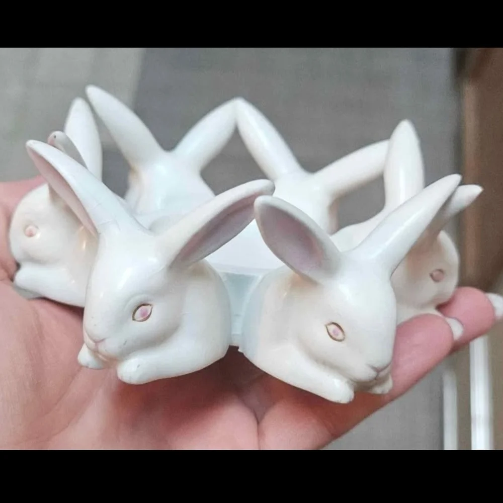Vintage Fitz & Floyd Japan Easter Bunny Rabbit Votive Candle Holder